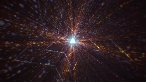 3D rendering of an abstract digital tunnel in cyberspace made of particles Stock Photos