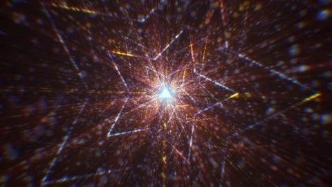 3D rendering of an abstract digital tunnel in cyberspace made of particles 스톡 사진