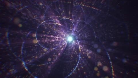 3D rendering of an abstract digital tunnel in cyberspace made of particles Foto stock