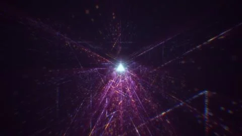 3D rendering of an abstract digital tunnel in cyberspace made of particles Foto stock