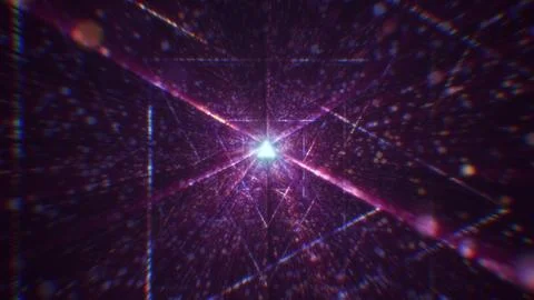 3D rendering of an abstract digital tunnel in cyberspace made of particles Stock Photos
