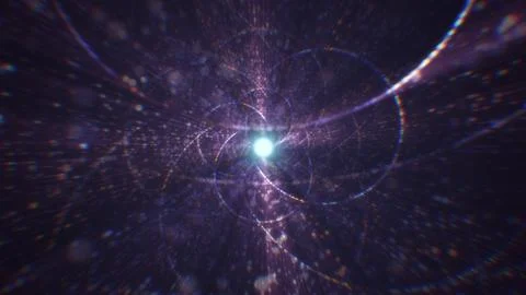 3D rendering of an abstract digital tunnel in cyberspace made of particles Foto stock
