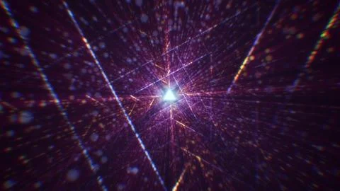 3D rendering of an abstract digital tunnel in cyberspace made of particles Stock Photos