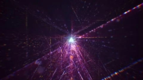 3D rendering of an abstract digital tunnel in cyberspace made of particles Stock Photos