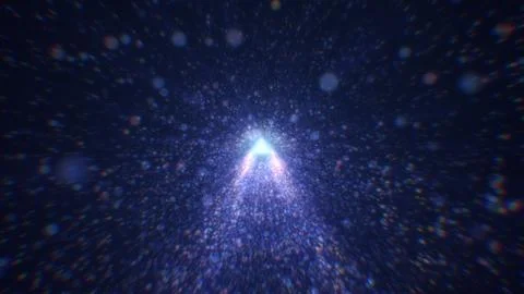 3D rendering of an abstract digital tunnel in cyberspace made of particles Stock Photos