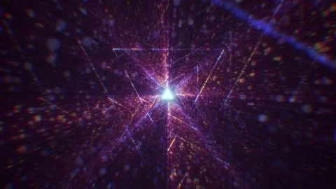 3D rendering of an abstract digital tunnel in cyberspace made of particles Stock Photos
