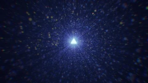 3D rendering of an abstract digital tunnel in cyberspace made of particles Stock Photos