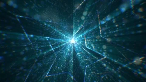 3D rendering of an abstract digital tunnel in cyberspace made of particles Foto stock