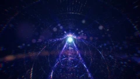 3D rendering of an abstract digital tunnel in cyberspace made of particles Foto stock