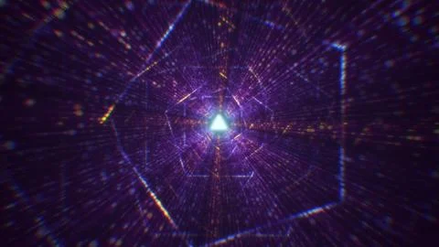 3D rendering of an abstract digital tunnel in cyberspace made of particles Foto stock
