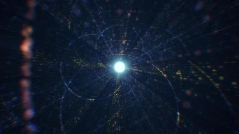 3D rendering of an abstract digital tunnel in cyberspace made of particles 스톡 사진