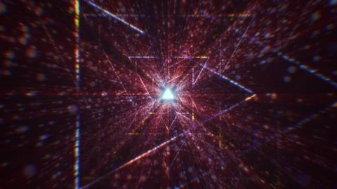 3D rendering of an abstract digital tunnel in cyberspace made of particles Foto stock