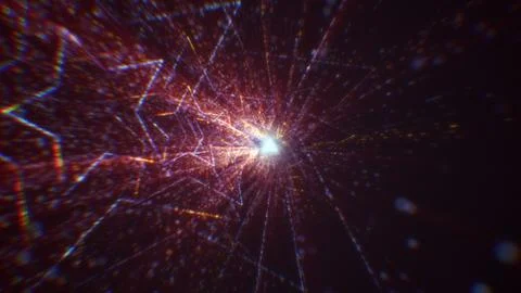 3D rendering of an abstract digital tunnel in cyberspace made of particles Foto stock
