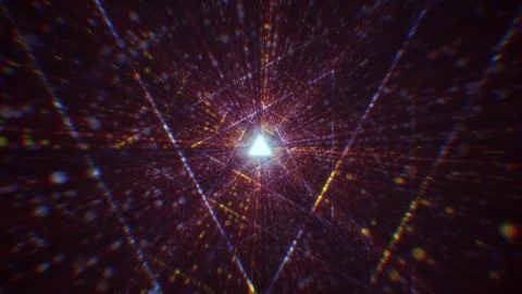 3D rendering of an abstract digital tunnel in cyberspace made of particles Stock Photos