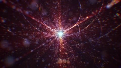 3D rendering of an abstract digital tunnel in cyberspace made of particles Stock Photos