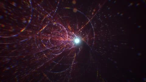 3D rendering of an abstract digital tunnel in cyberspace made of particles Stock Photos