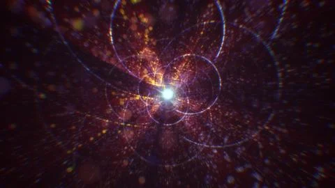 3D rendering of an abstract digital tunnel in cyberspace made of particles Stock Photos