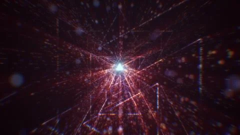 3D rendering of an abstract digital tunnel in cyberspace made of particles Stock Photos
