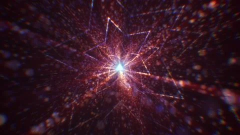 3D rendering of an abstract digital tunnel in cyberspace made of particles 스톡 사진