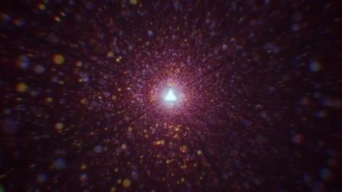 3D rendering of an abstract digital tunnel in cyberspace made of particles Stock Photos