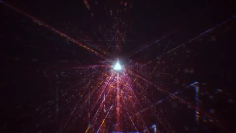 3D rendering of an abstract digital tunnel in cyberspace made of particles Stock Photos