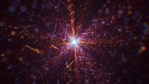 3D rendering of an abstract digital tunnel in cyberspace made of particles 스톡 사진
