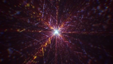 3D rendering of an abstract digital tunnel in cyberspace made of particles Foto stock