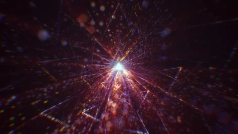 3D rendering of an abstract digital tunnel in cyberspace made of particles 写真素材