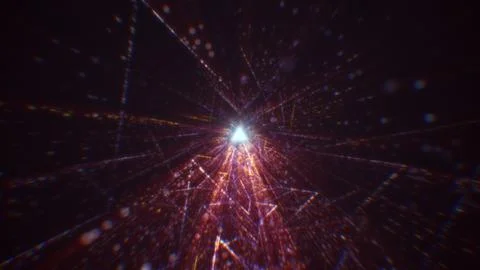 3D rendering of an abstract digital tunnel in cyberspace made of particles Stock Photos