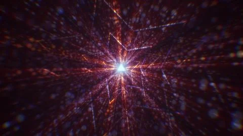 3D rendering of an abstract digital tunnel in cyberspace made of particles Stock Photos