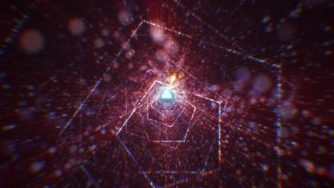 3D rendering of an abstract digital tunnel in cyberspace made of particles Foto stock