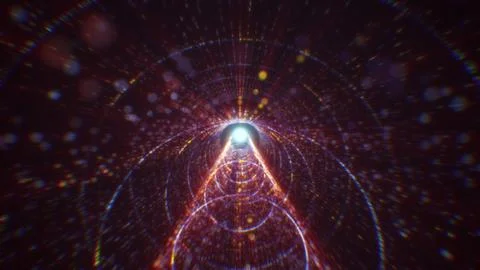 3D rendering of an abstract digital tunnel in cyberspace made of particles Foto stock
