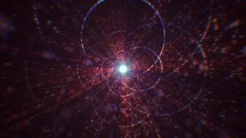 3D rendering of an abstract digital tunnel in cyberspace made of particles 写真素材