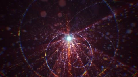 3D rendering of an abstract digital tunnel in cyberspace made of particles Stock Photos
