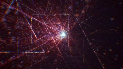 3D rendering of an abstract digital tunnel in cyberspace made of particles Foto stock