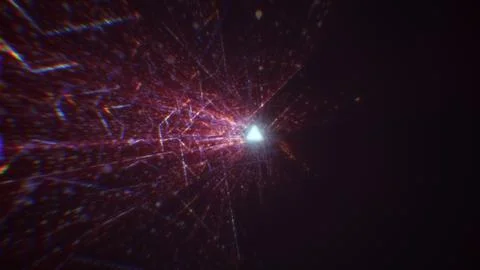 3D rendering of an abstract digital tunnel in cyberspace made of particles Foto stock