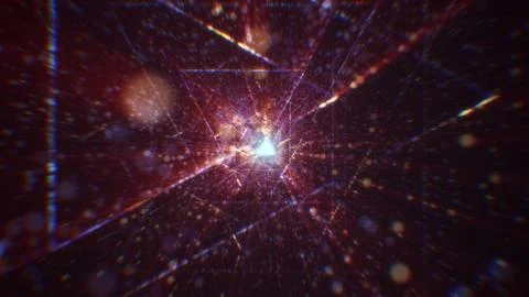 3D rendering of an abstract digital tunnel in cyberspace made of particles Foto stock