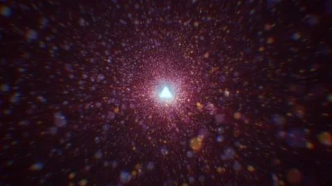 3D rendering of an abstract digital tunnel in cyberspace made of particles 스톡 사진
