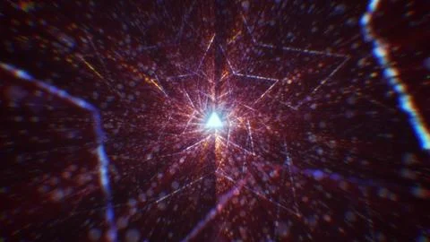 3D rendering of an abstract digital tunnel in cyberspace made of particles Stock Photos