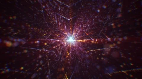 3D rendering of an abstract digital tunnel in cyberspace made of particles Stock Photos