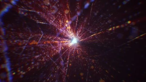 3D rendering of an abstract digital tunnel in cyberspace made of particles Foto stock