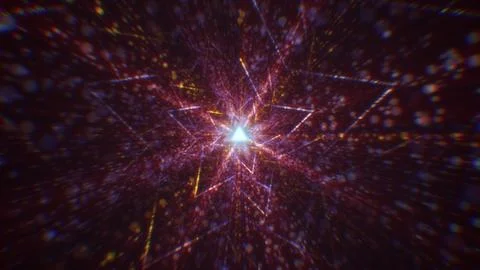 3D rendering of an abstract digital tunnel in cyberspace made of particles Foto stock