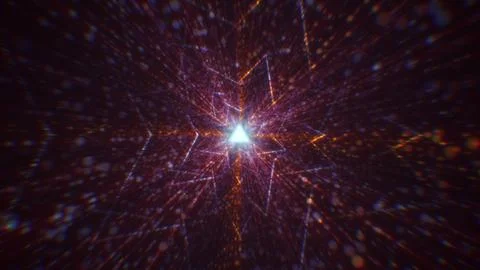 3D rendering of an abstract digital tunnel in cyberspace made of particles Foto stock