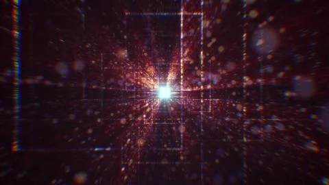 3D rendering of an abstract digital tunnel in cyberspace made of particles Foto stock
