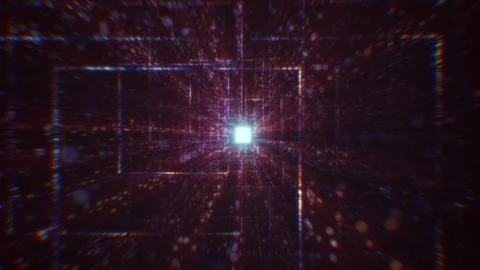 3D rendering of an abstract digital tunnel in cyberspace made of particles Foto stock