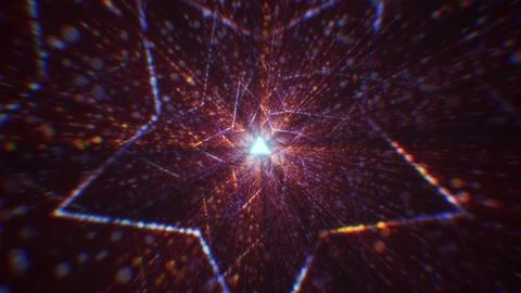 3D rendering of an abstract digital tunnel in cyberspace made of particles Foto stock