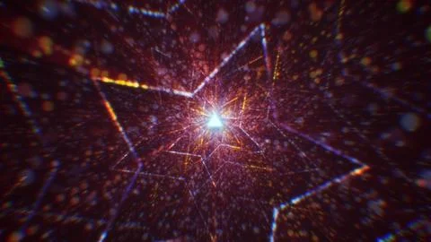 3D rendering of an abstract digital tunnel in cyberspace made of particles Foto stock
