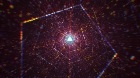 3D rendering of an abstract digital tunnel in cyberspace made of particles Foto stock