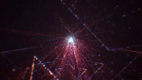 3D rendering of an abstract digital tunnel in cyberspace made of particles Foto stock