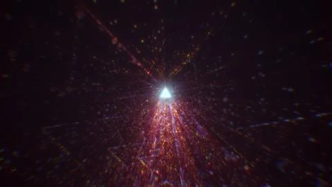 3D rendering of an abstract digital tunnel in cyberspace made of particles 스톡 사진